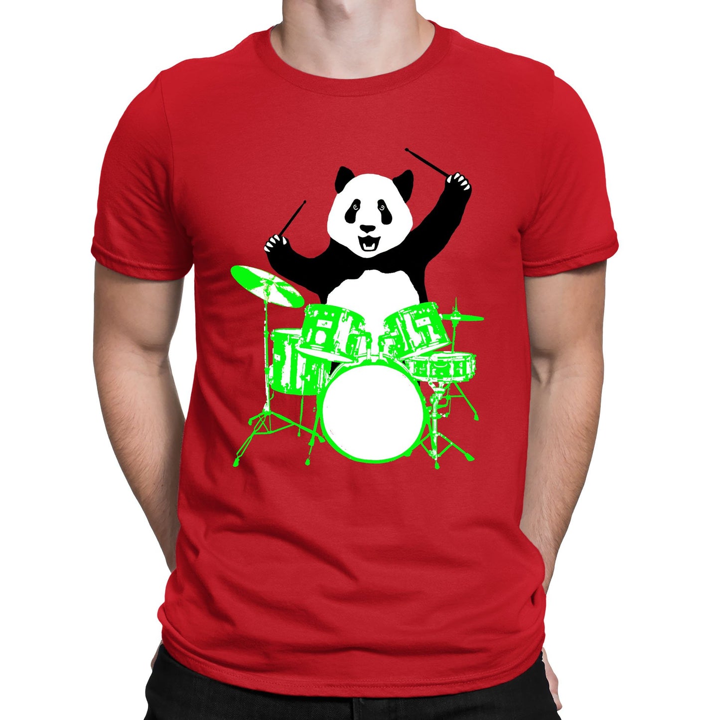 Panda Drummer Mens T-shirt