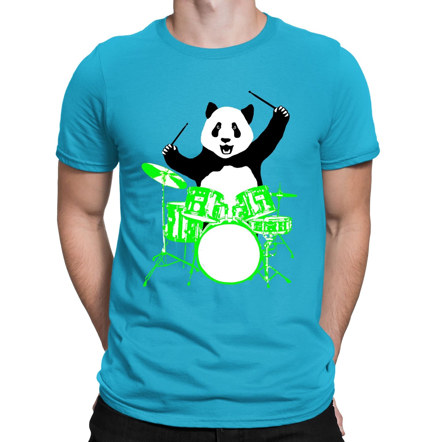 Panda Drummer Mens T-shirt