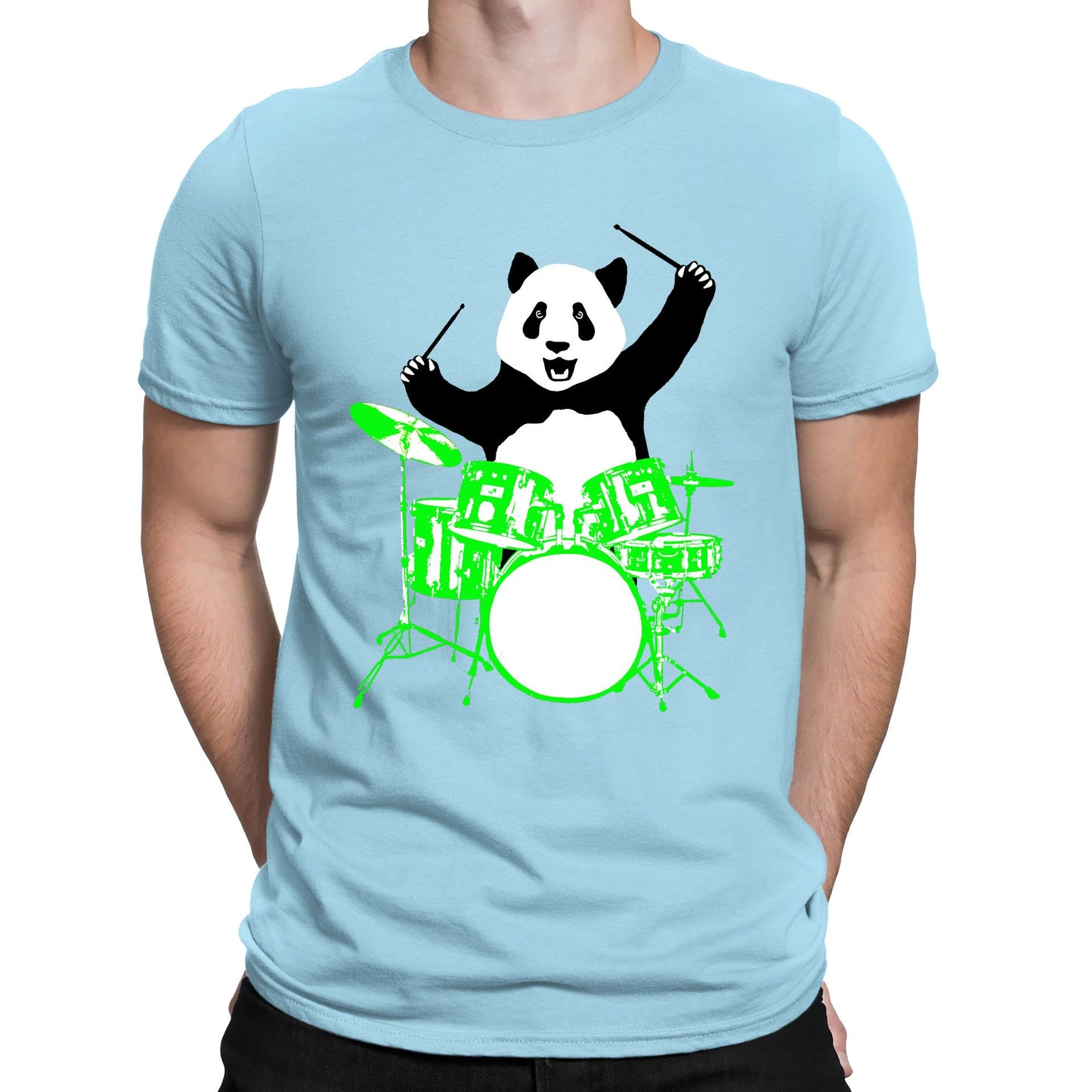 Panda Drummer Mens T-shirt