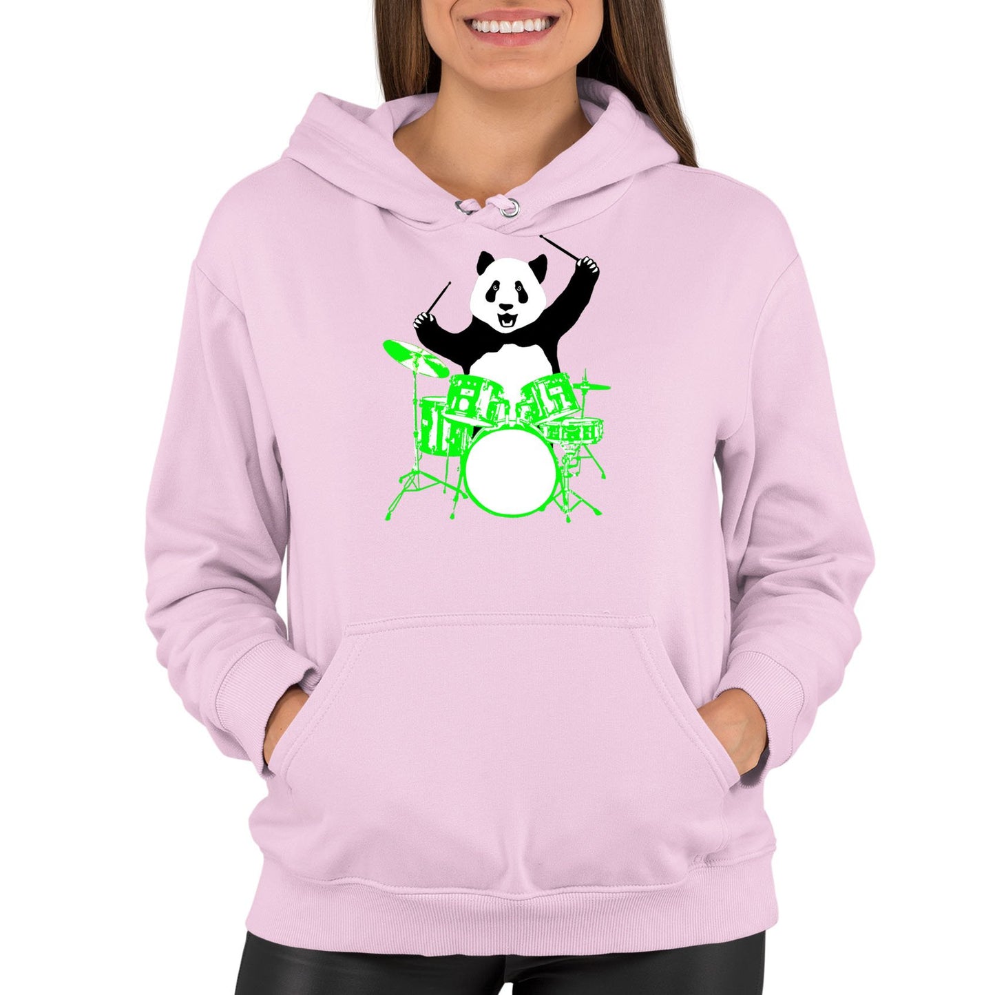 Panda Drummer Womens Pullover Hoodie