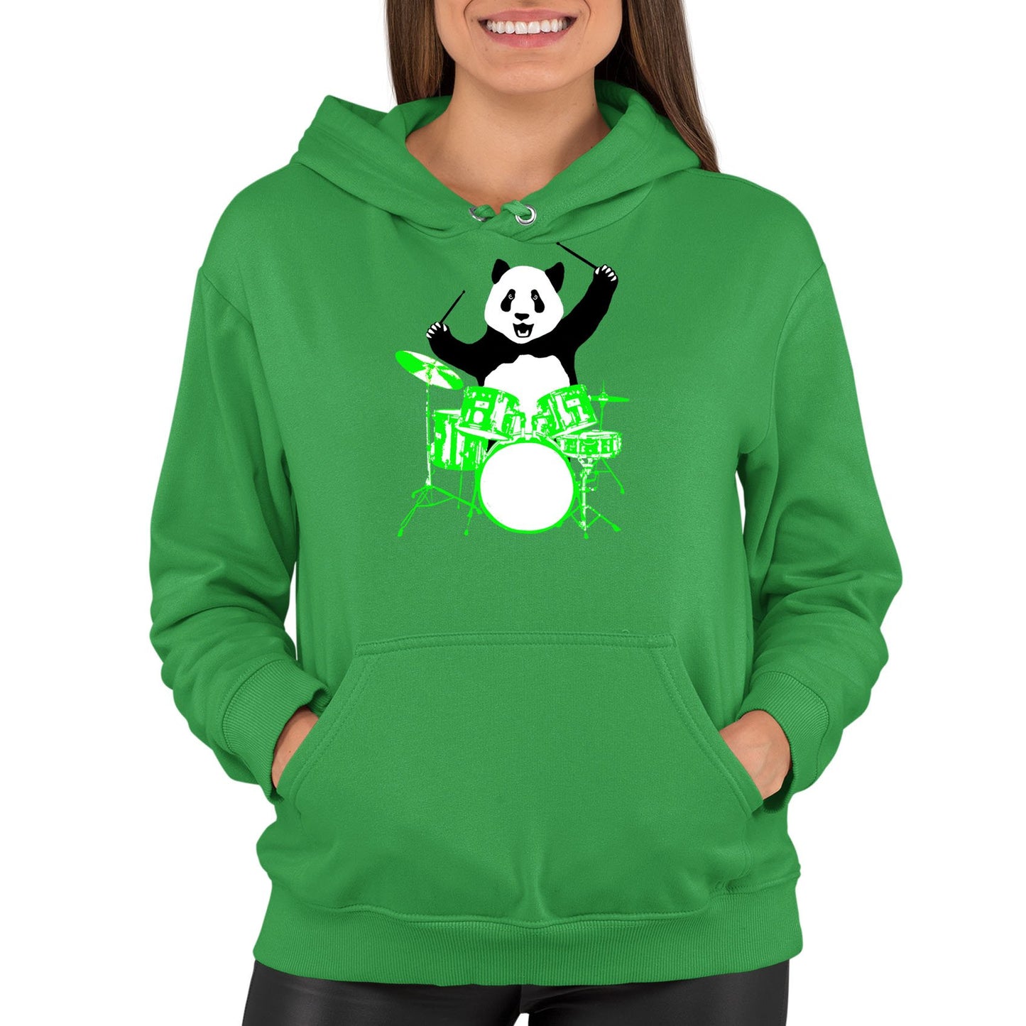 Panda Drummer Womens Pullover Hoodie