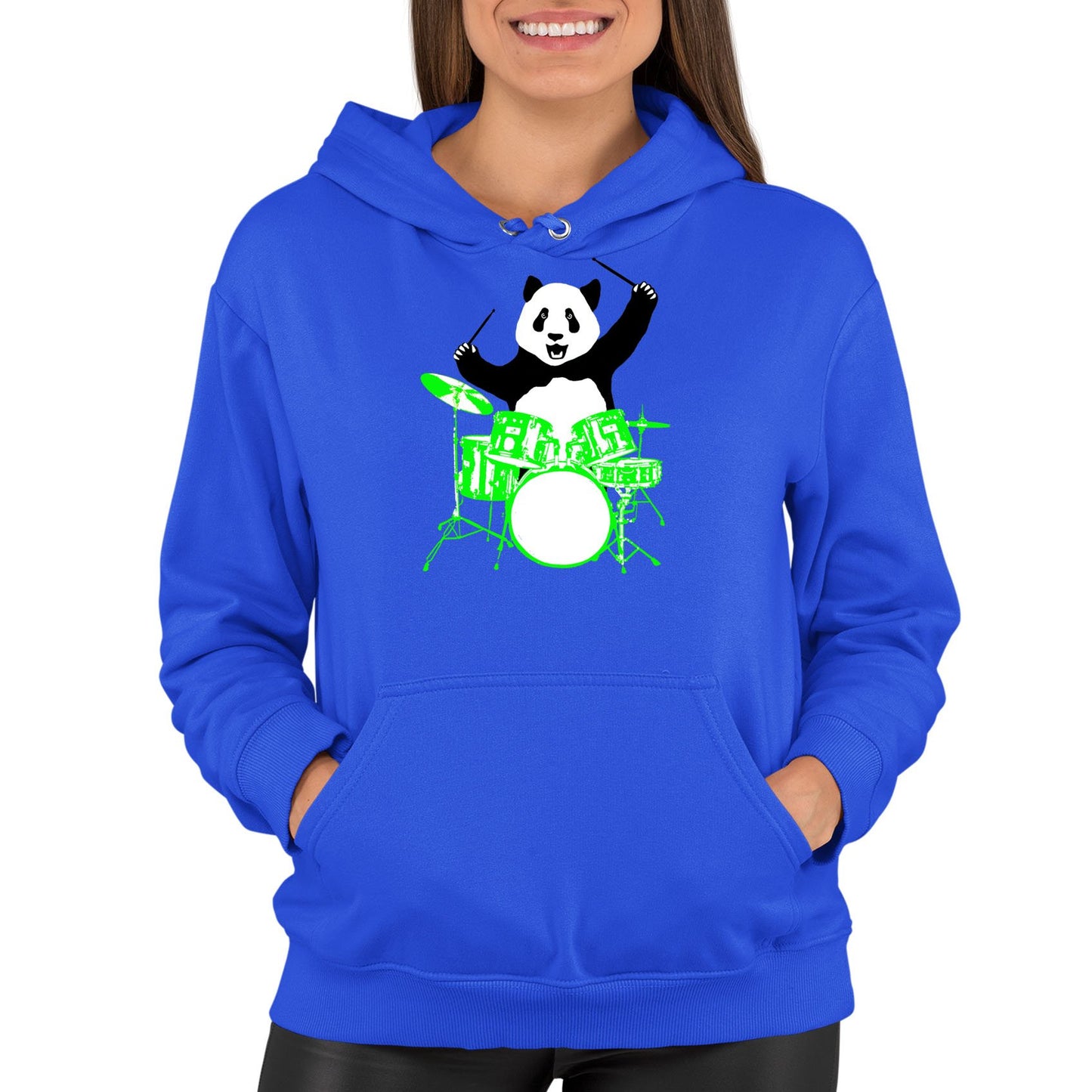 Panda Drummer Womens Pullover Hoodie