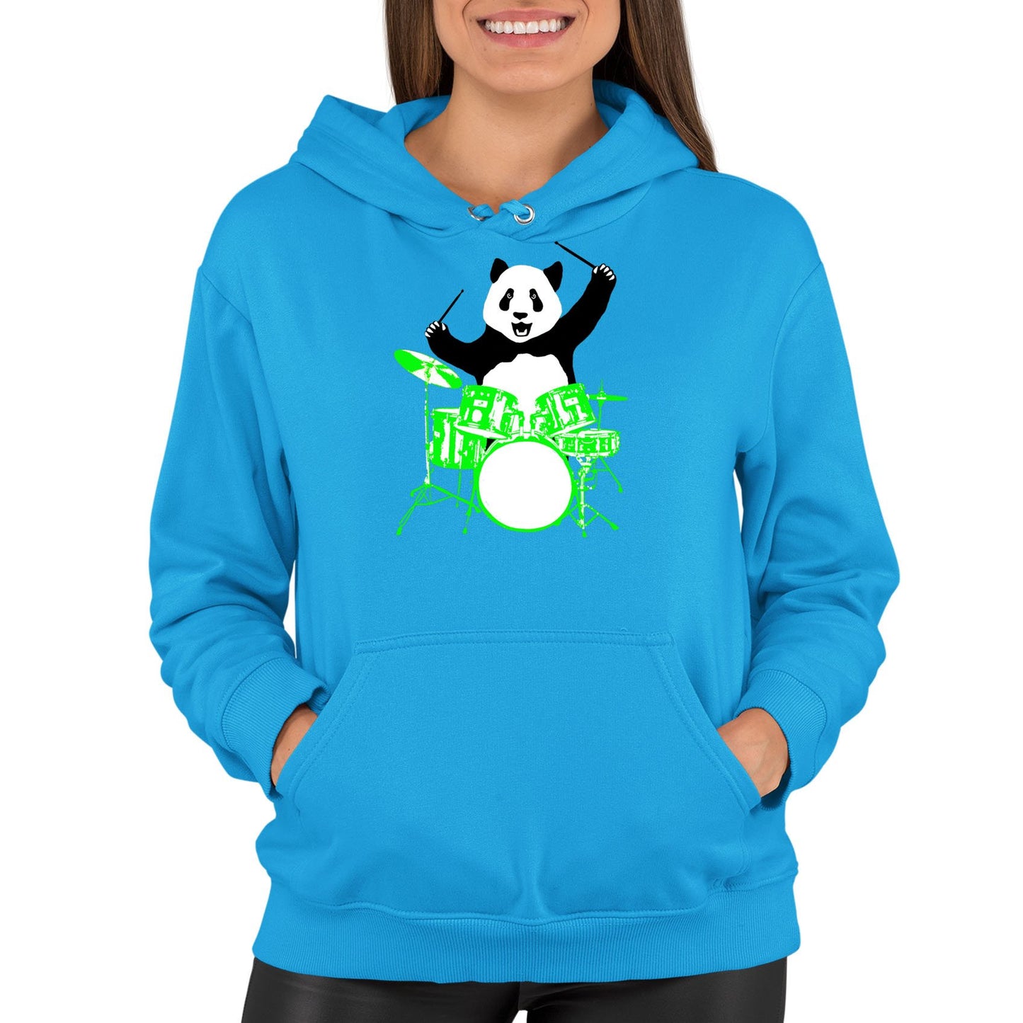 Panda Drummer Womens Pullover Hoodie