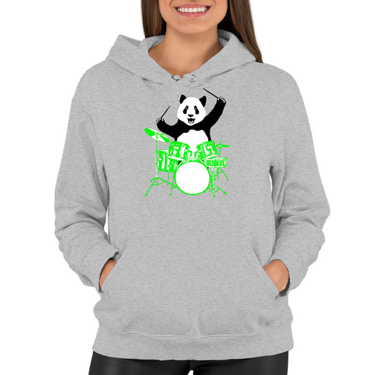 Panda Drummer Womens Pullover Hoodie