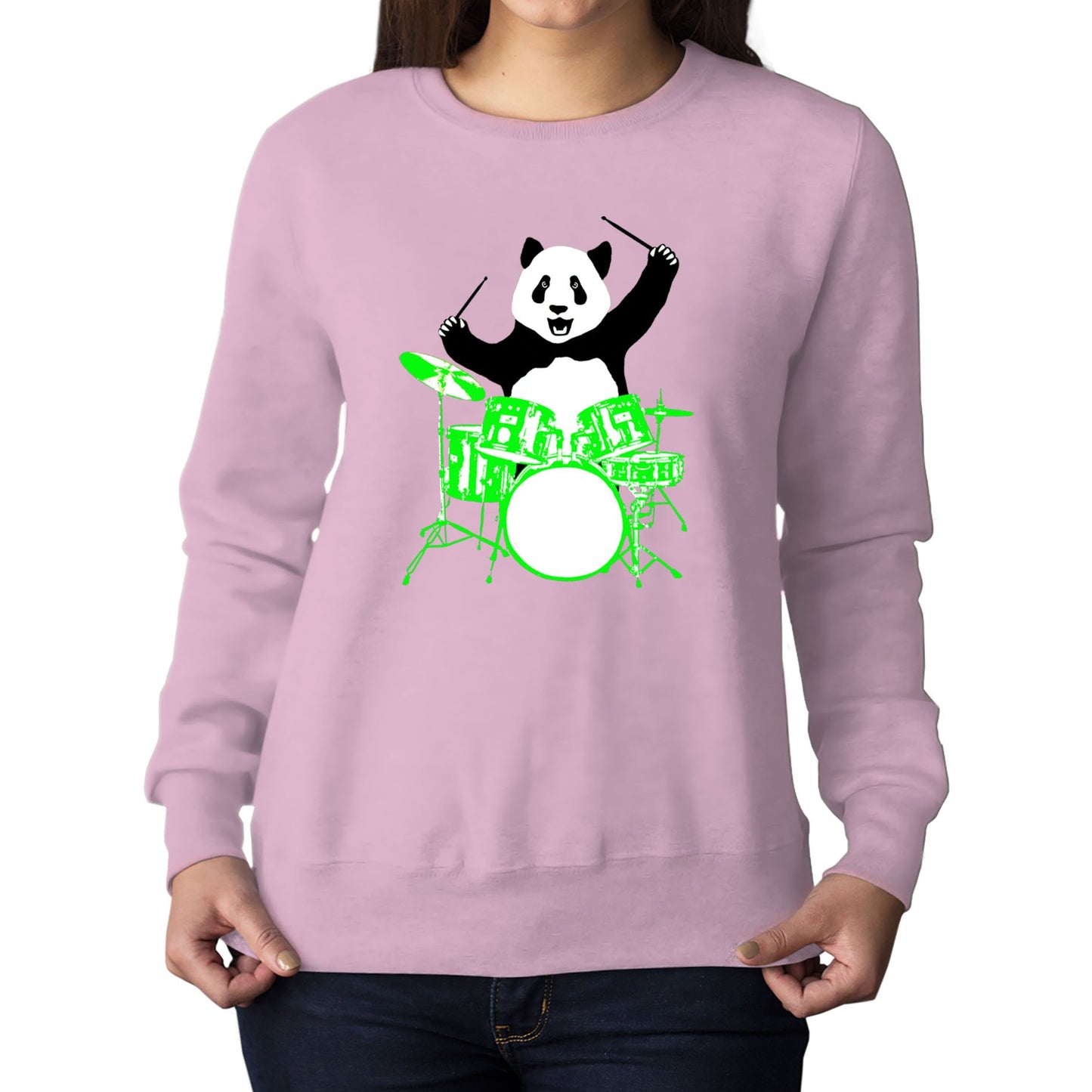 Panda Drummer Womens Sweatshirt