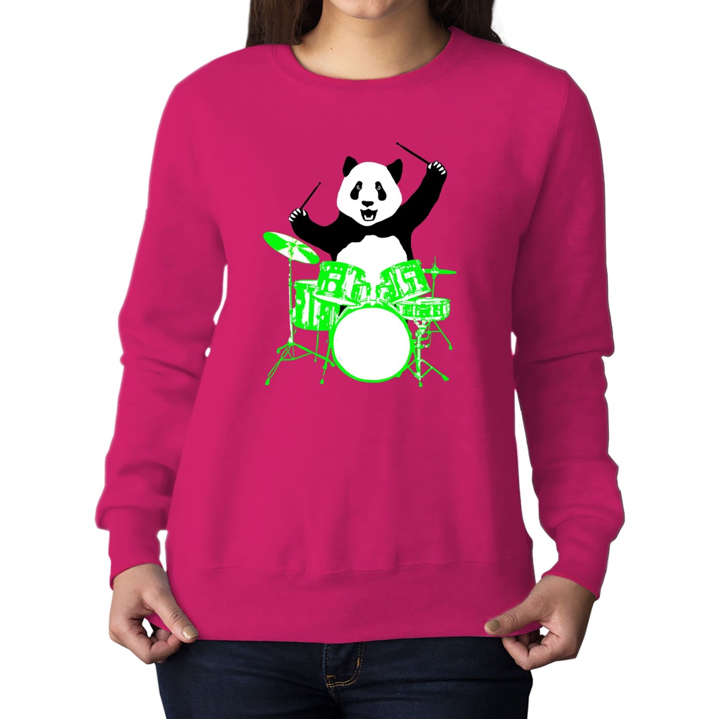 Panda Drummer Womens Sweatshirt