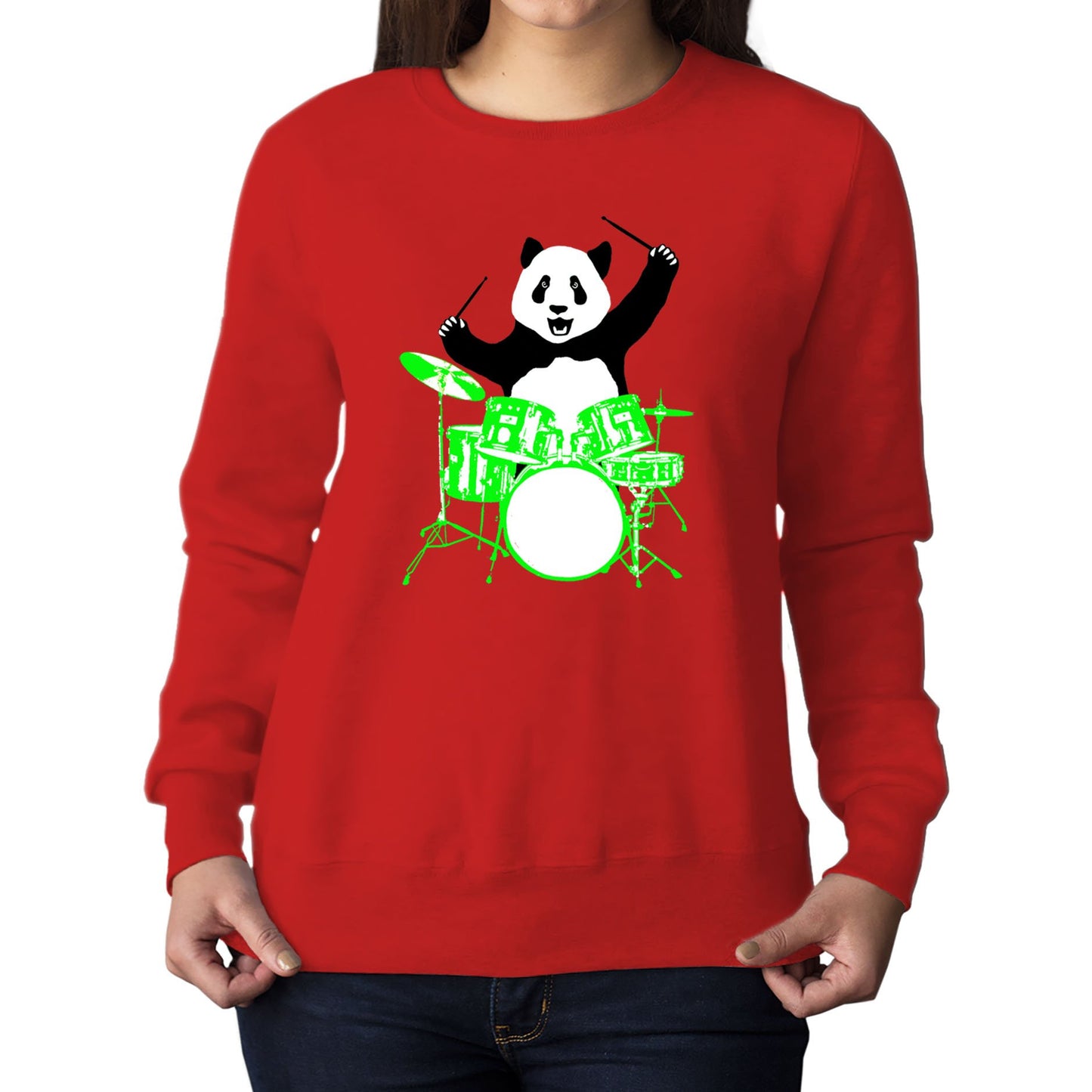 Panda Drummer Womens Sweatshirt