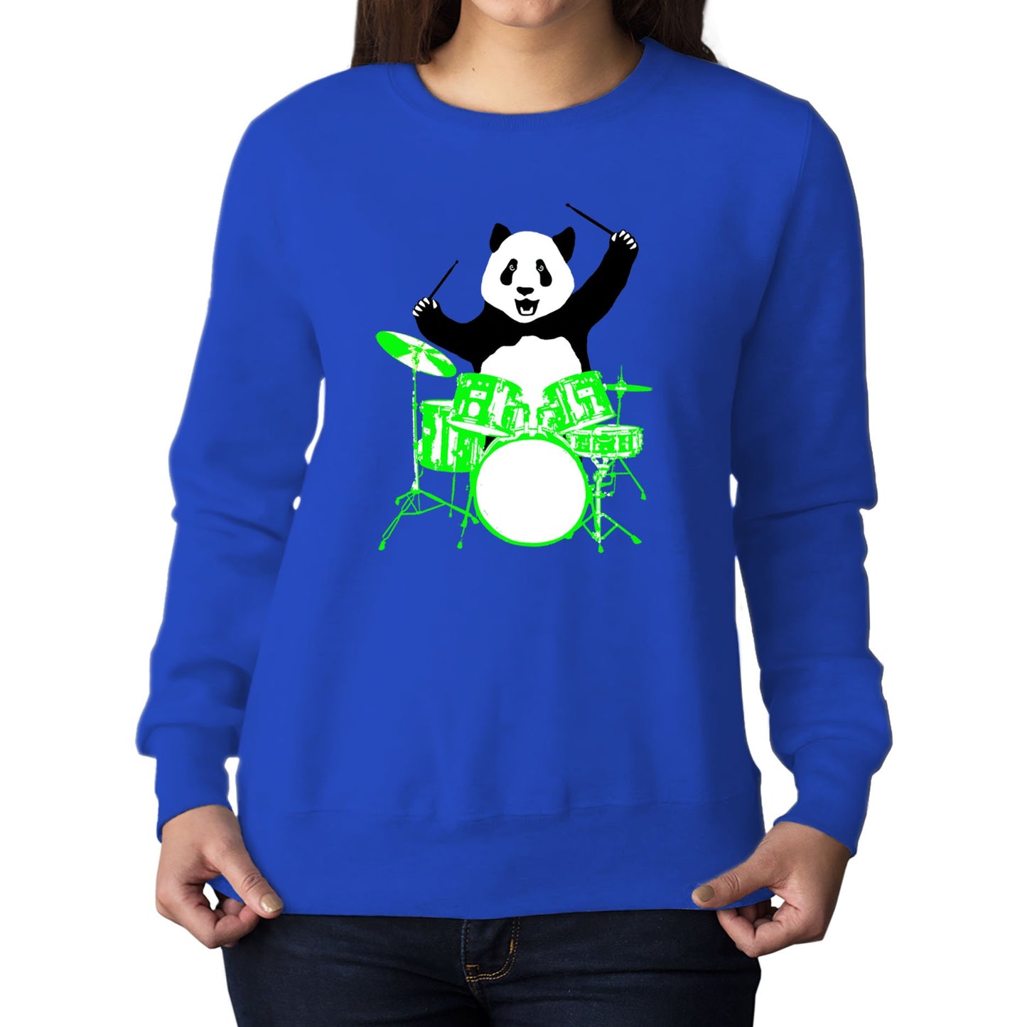 Panda Drummer Womens Sweatshirt