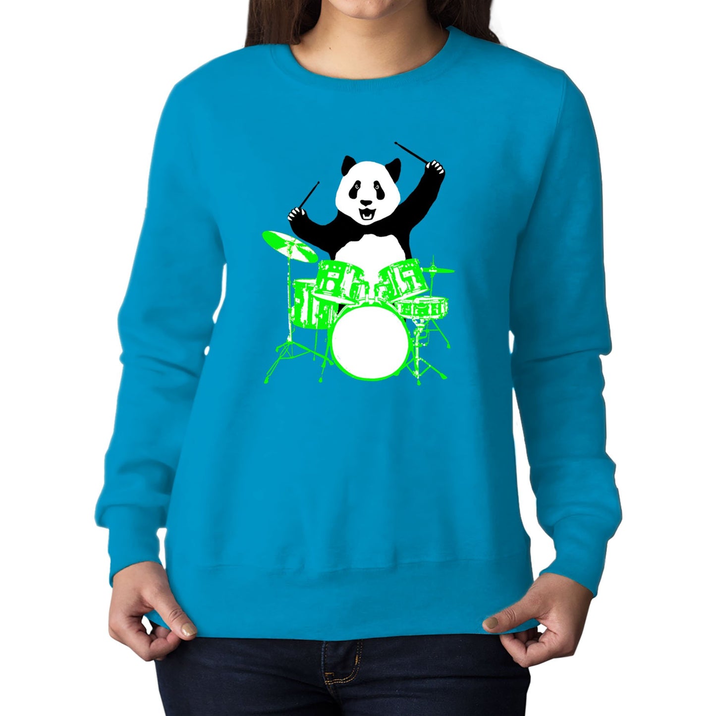 Panda Drummer Womens Sweatshirt