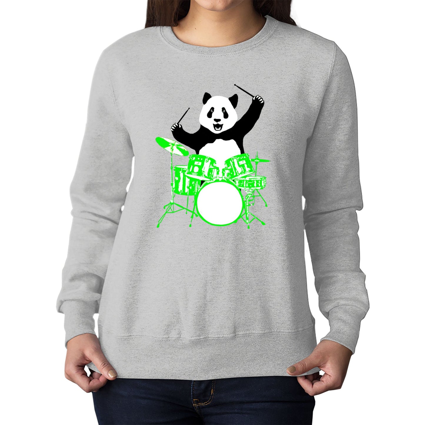 Panda Drummer Womens Sweatshirt