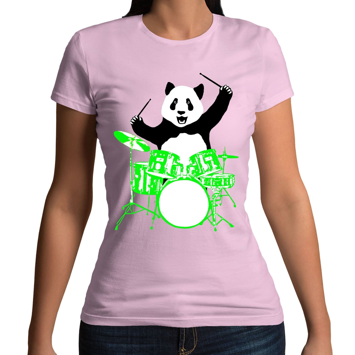 Panda Drummer Womens T-shirt