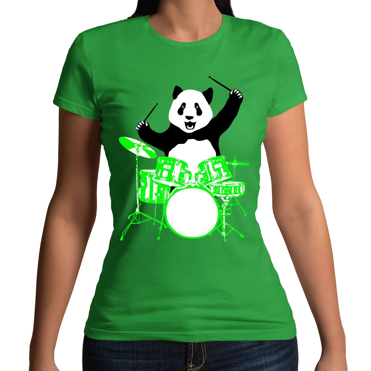 Panda Drummer Womens T-shirt