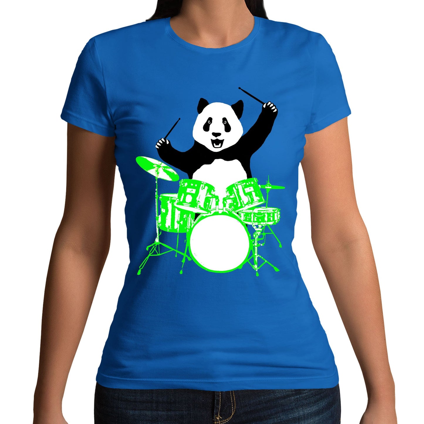 Panda Drummer Womens T-shirt