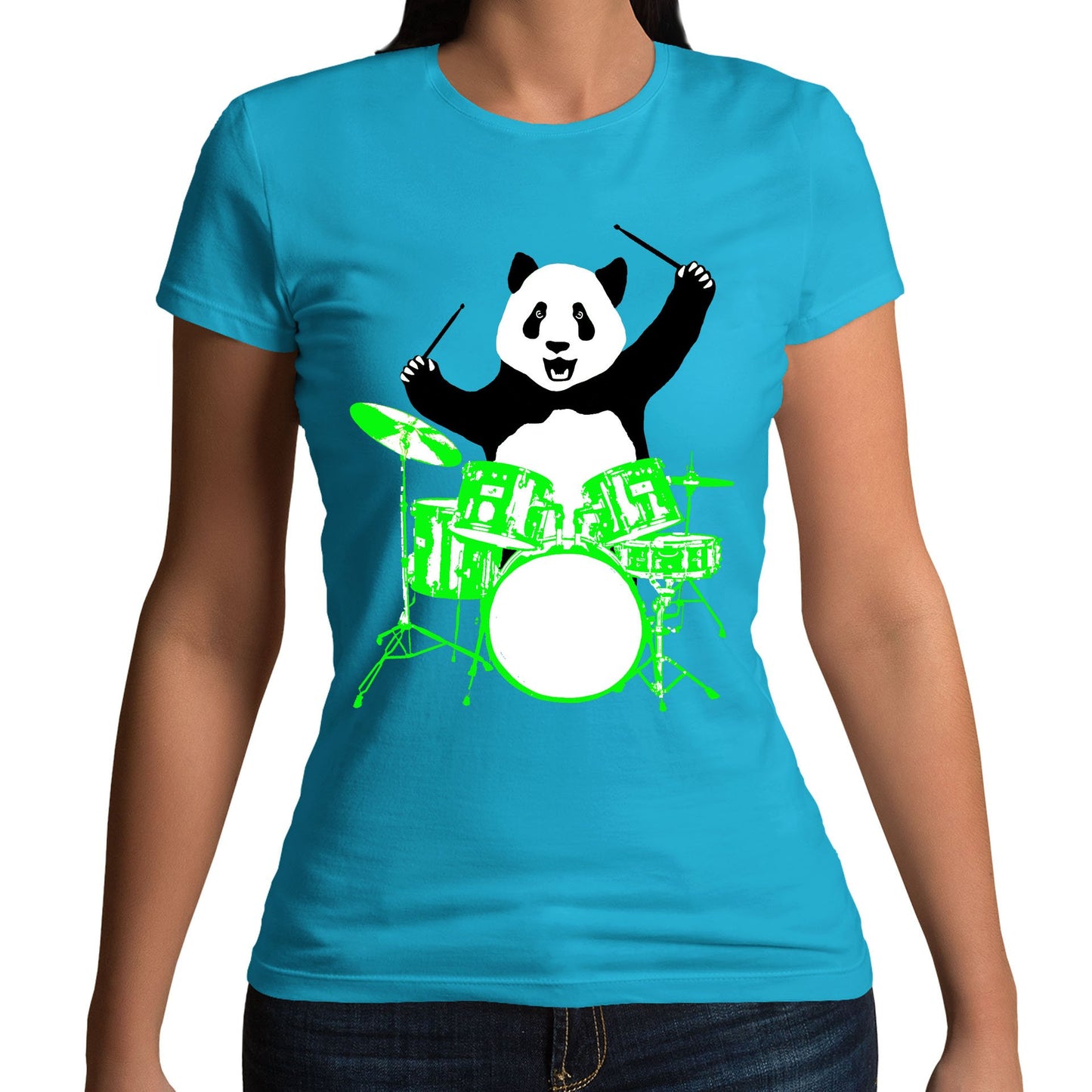 Panda Drummer Womens T-shirt