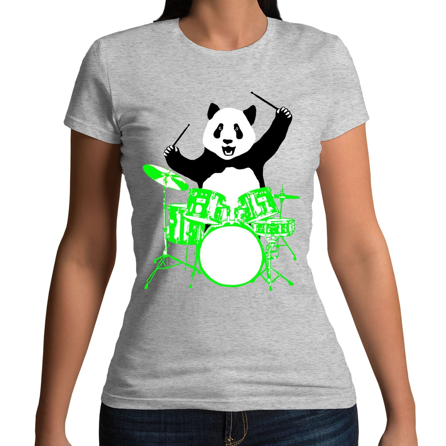 Panda Drummer Womens T-shirt