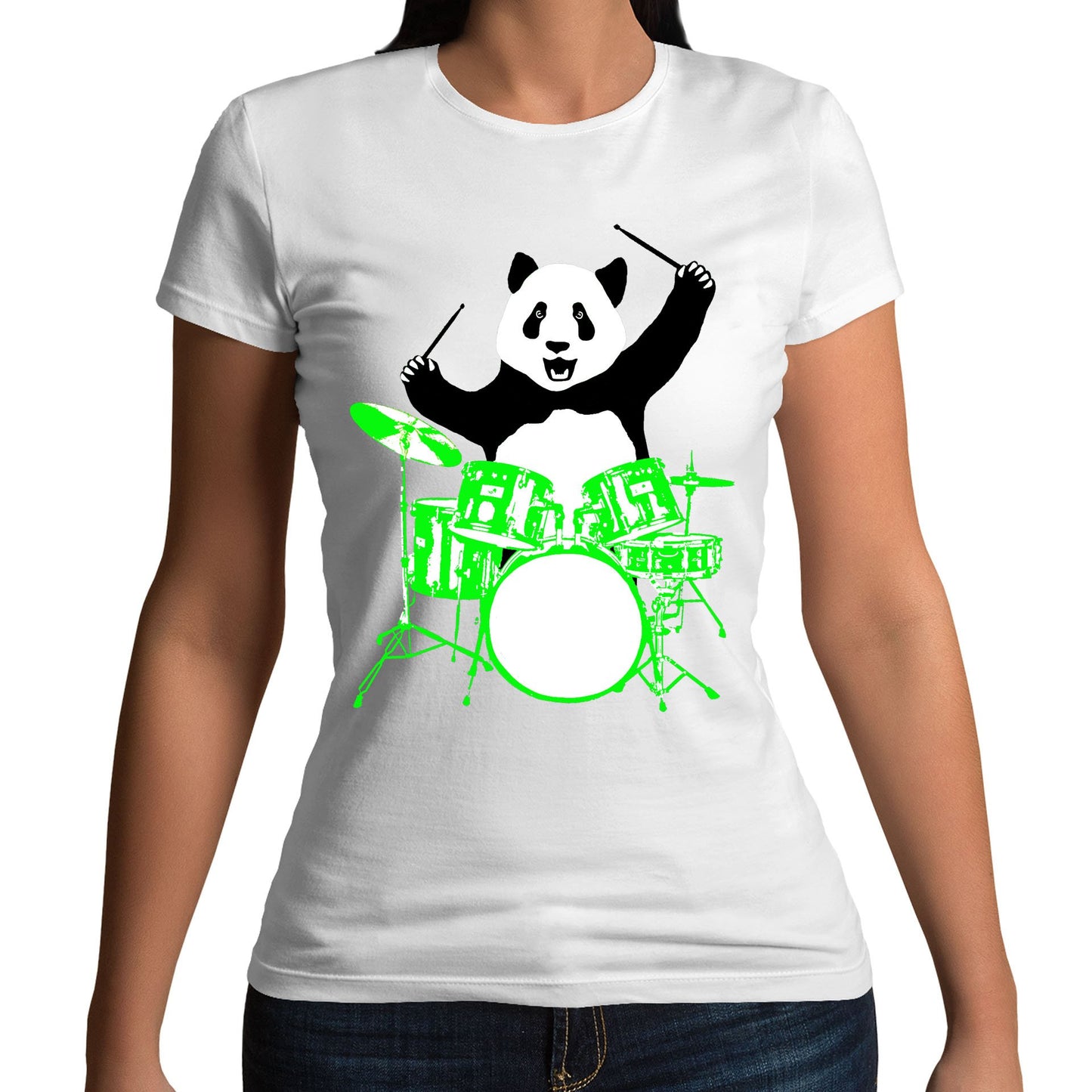 Panda Drummer Womens T-shirt