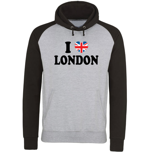 I Love London Union Jack Baseball Hoodie