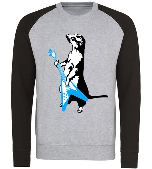 Meerkat Playing Guitar Baseball Sweatshirt