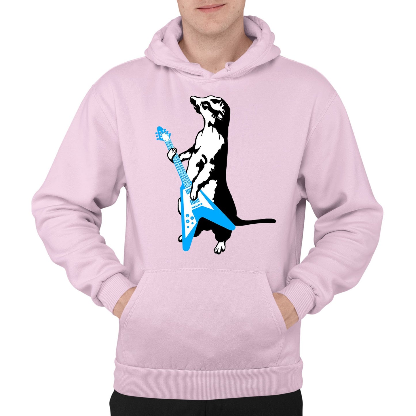 Meerkat Playing Guitar Mens Pullover Hoodie