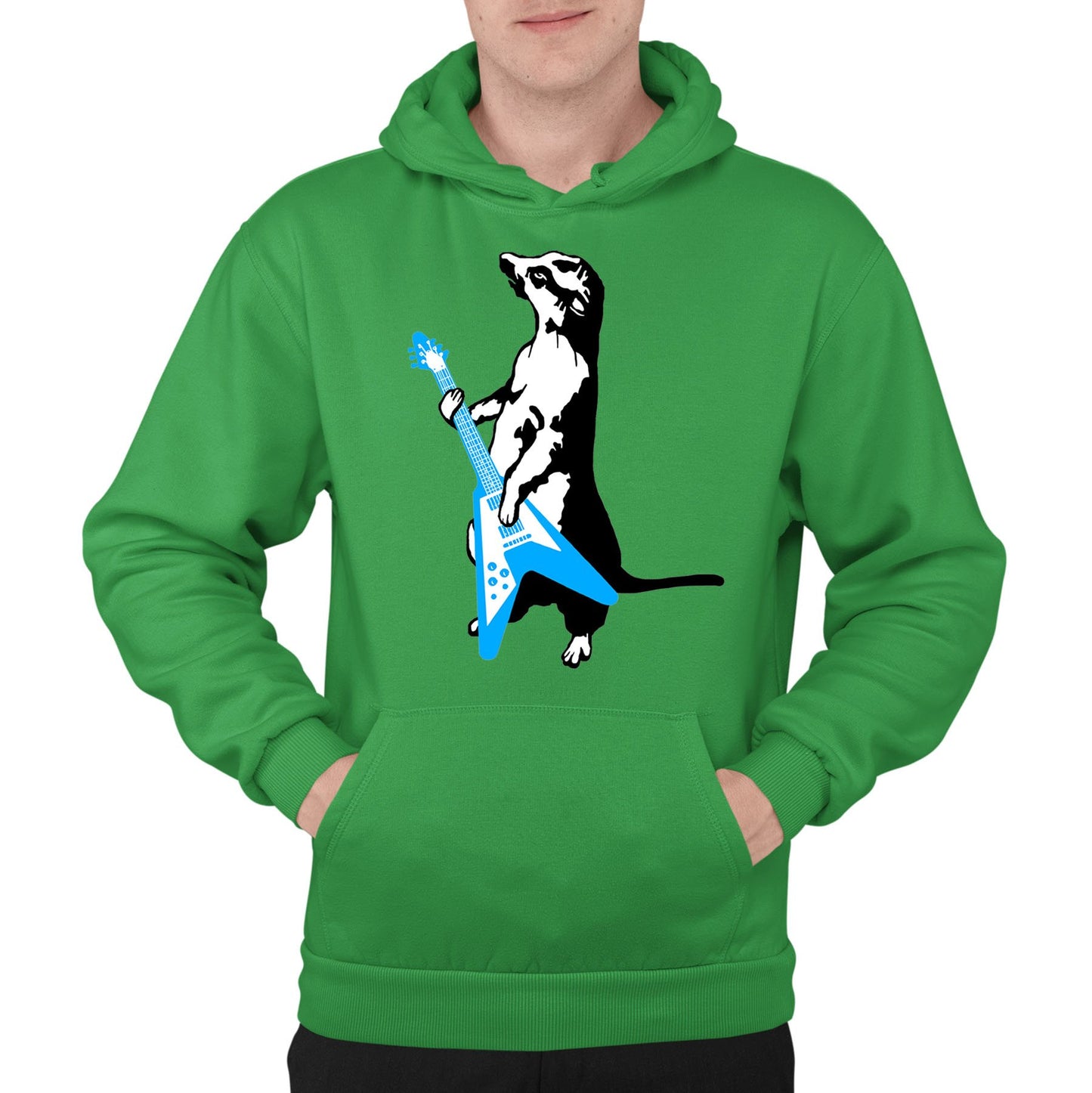 Meerkat Playing Guitar Mens Pullover Hoodie