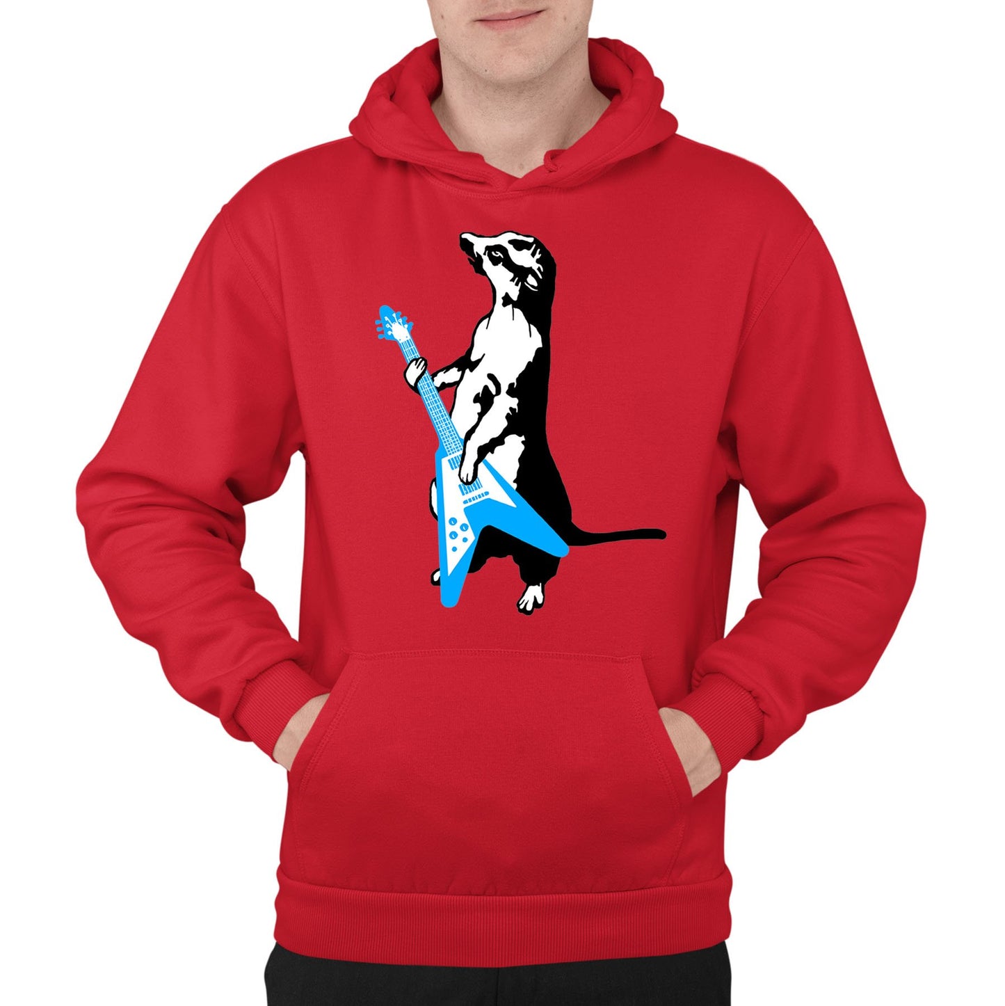 Meerkat Playing Guitar Mens Pullover Hoodie