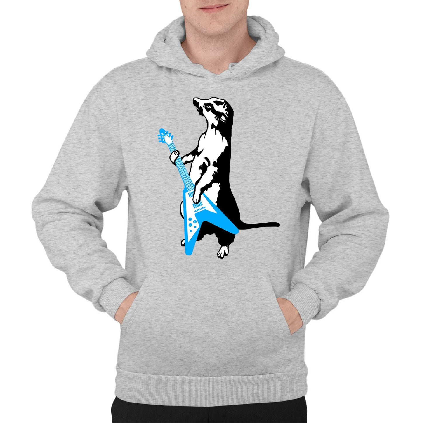 Meerkat Playing Guitar Mens Pullover Hoodie