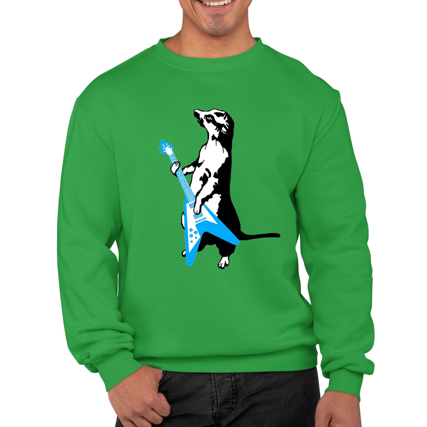 Meerkat Playing Guitar Mens Sweatshirt