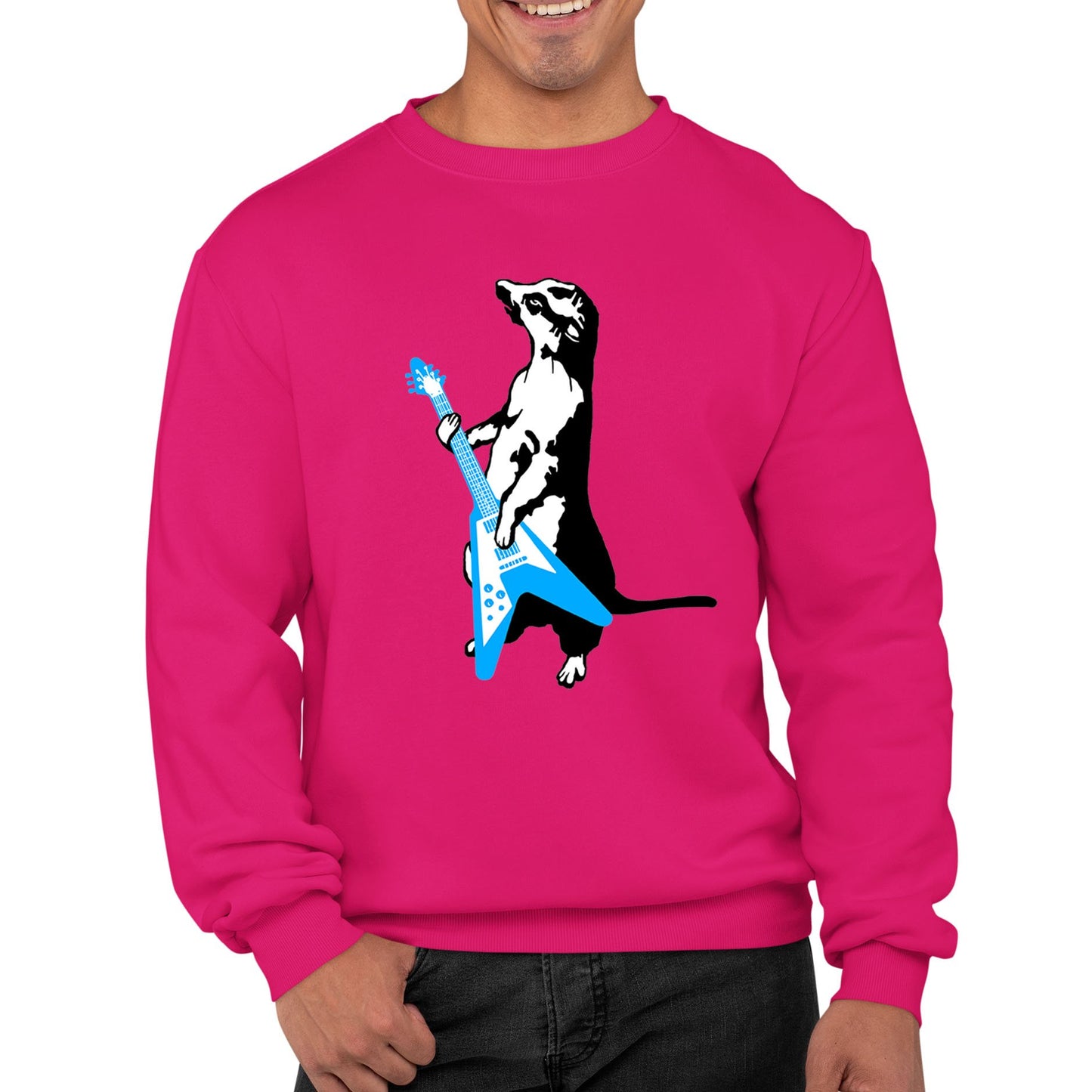 Meerkat Playing Guitar Mens Sweatshirt