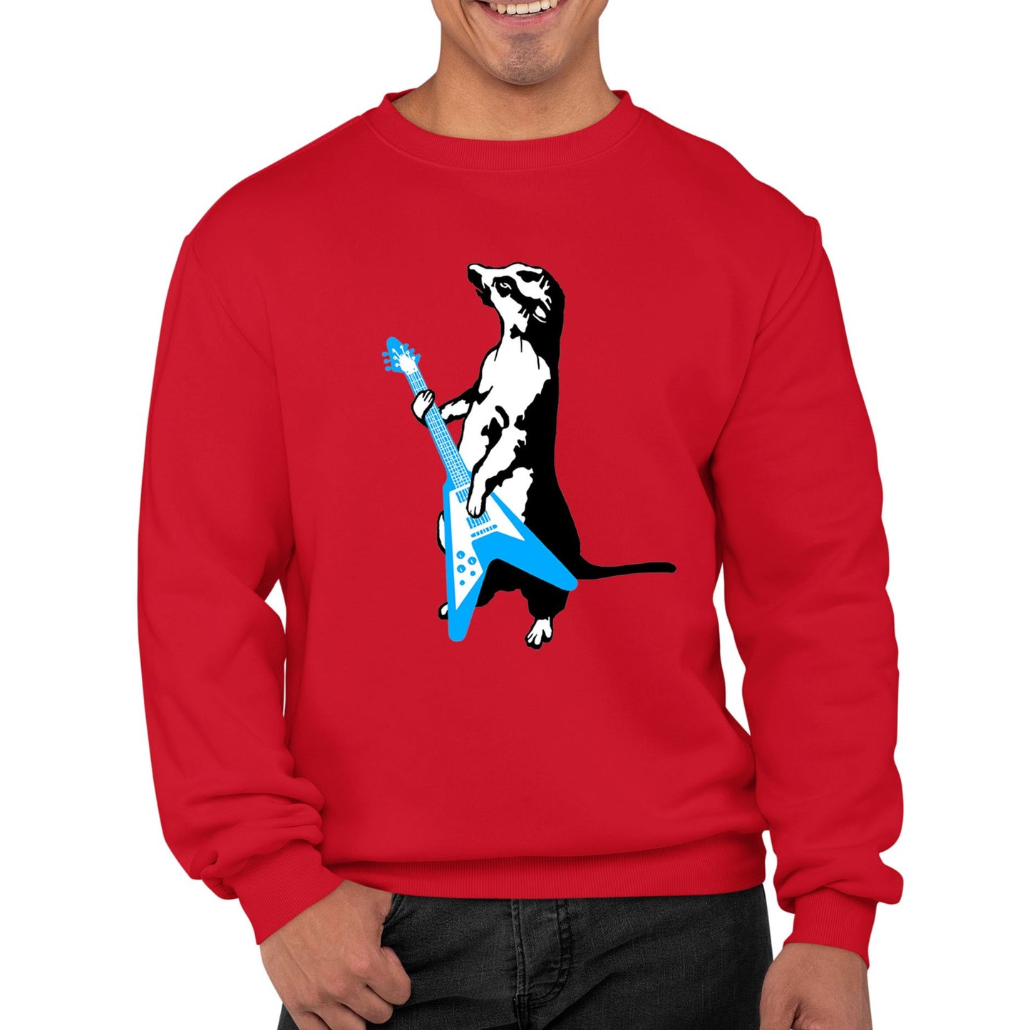 Meerkat Playing Guitar Mens Sweatshirt