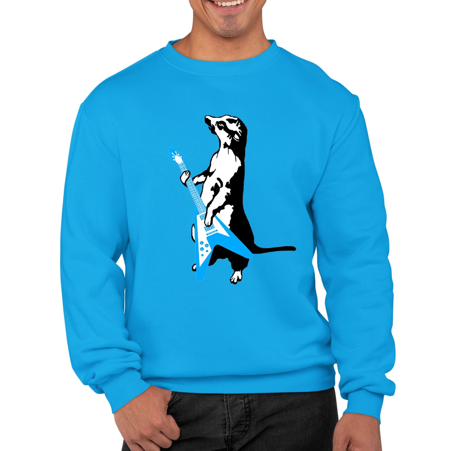 Meerkat Playing Guitar Mens Sweatshirt