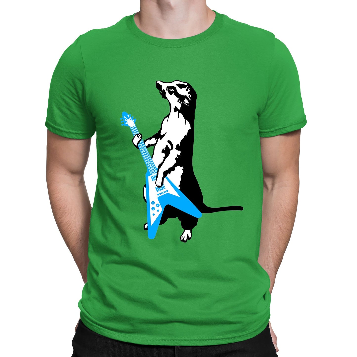 Meerkat Playing Guitar Mens T-shirt