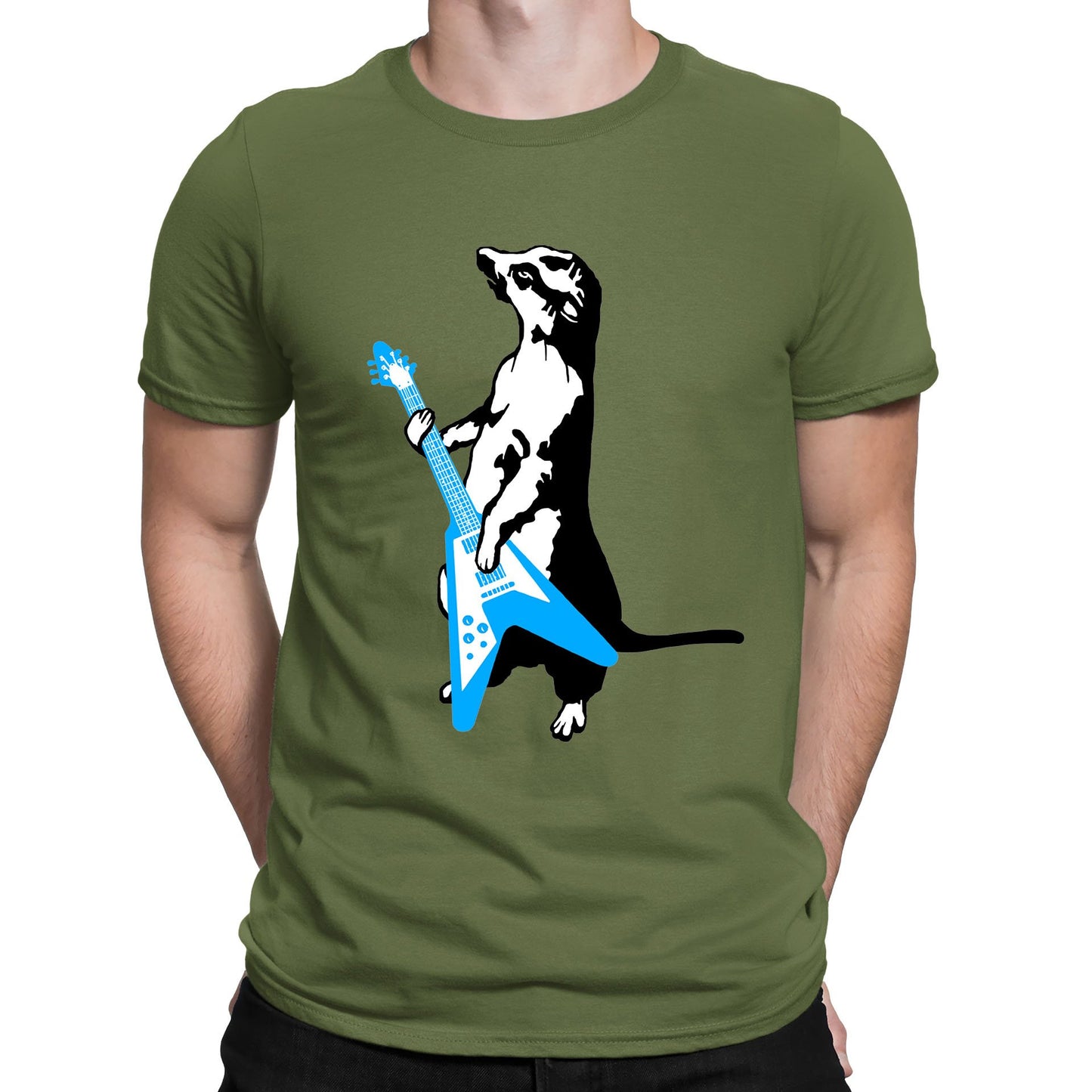 Meerkat Playing Guitar Mens T-shirt