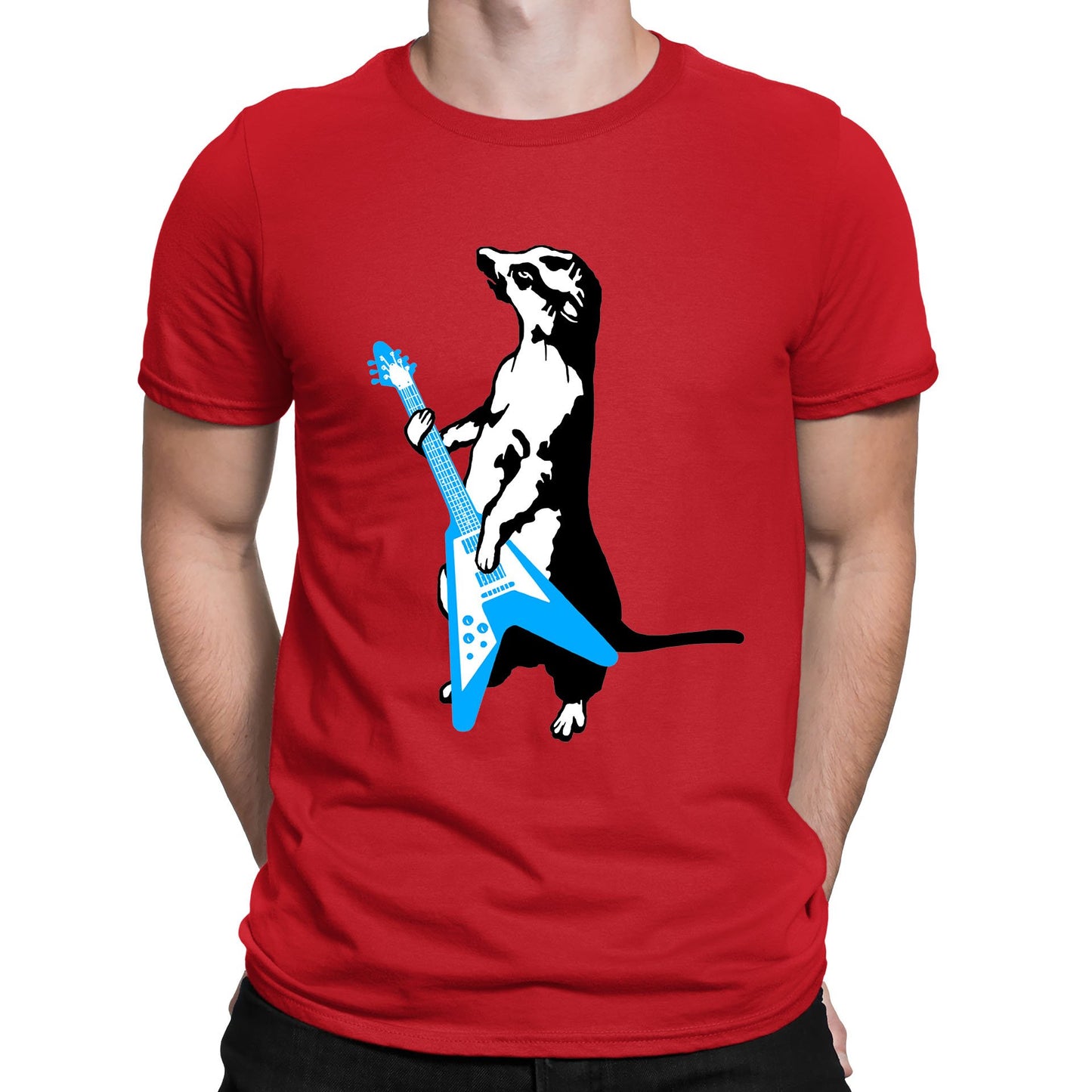 Meerkat Playing Guitar Mens T-shirt