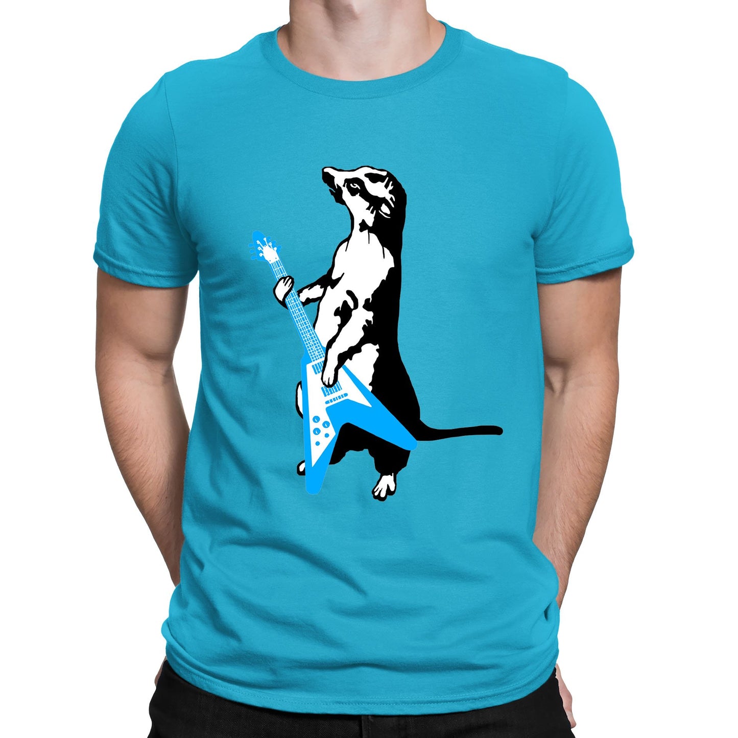 Meerkat Playing Guitar Mens T-shirt