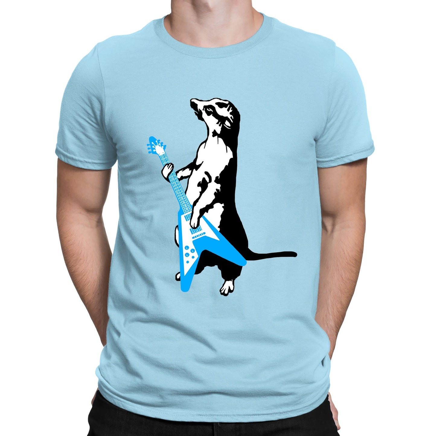 Meerkat Playing Guitar Mens T-shirt