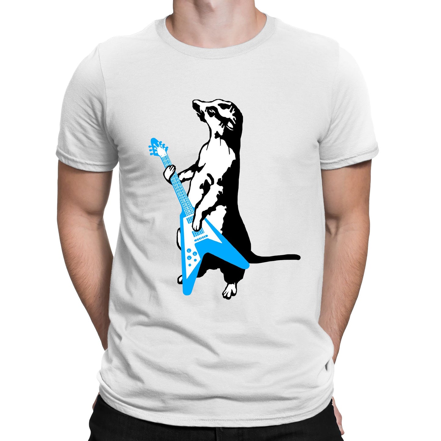 Meerkat Playing Guitar Mens T-shirt