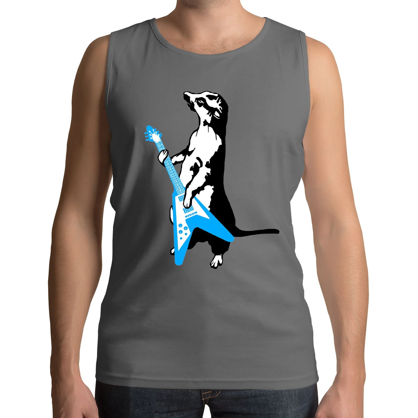 Meerkat Playing Guitar Mens Vest