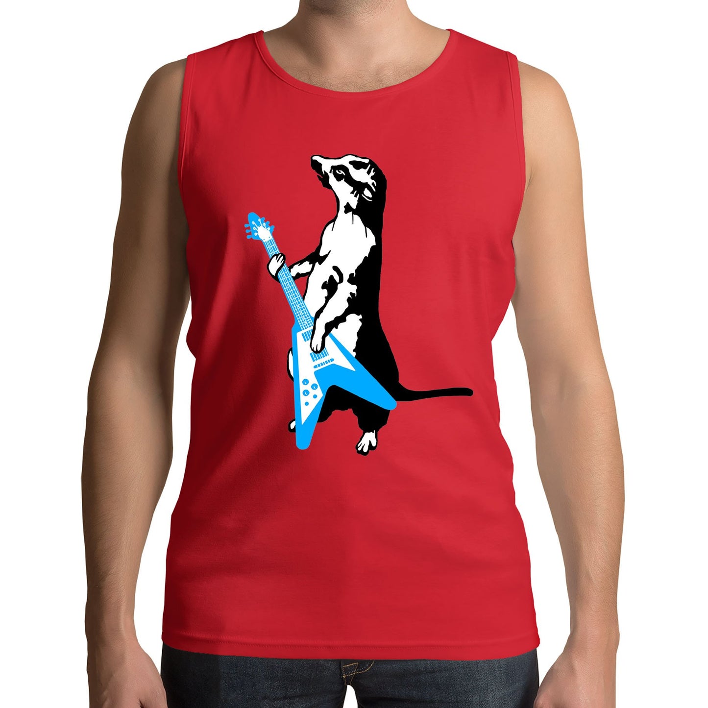 Meerkat Playing Guitar Mens Vest