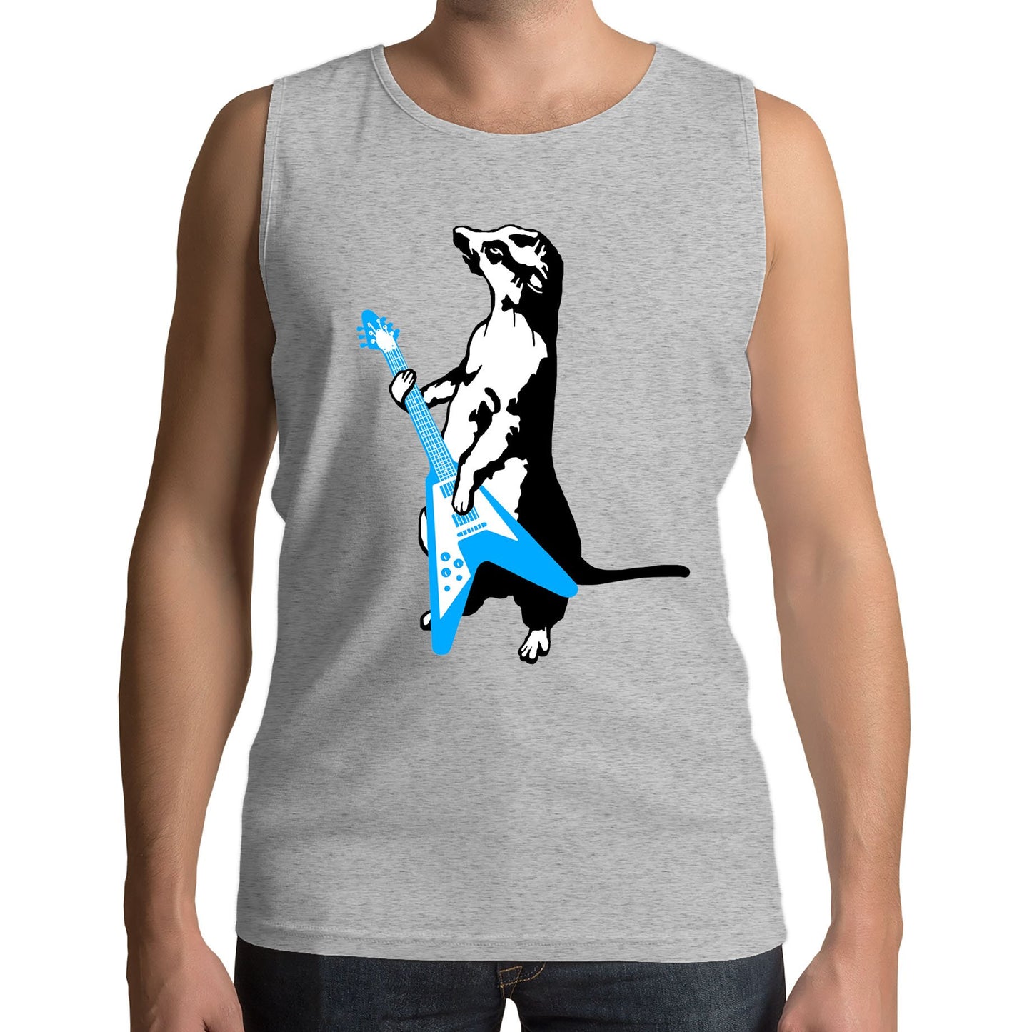 Meerkat Playing Guitar Mens Vest