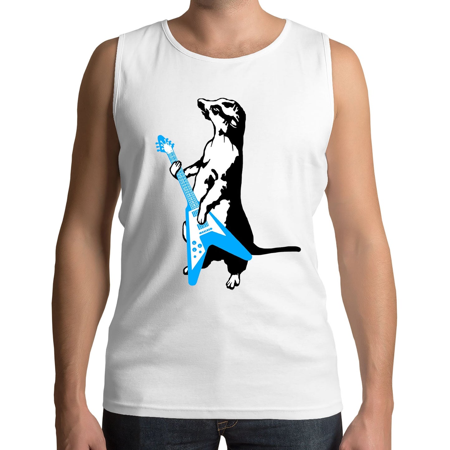 Meerkat Playing Guitar Mens Vest