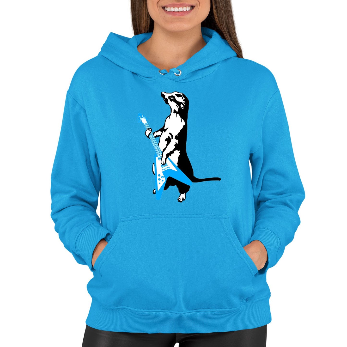 Meerkat Playing Guitar Womens Pullover Hoodie