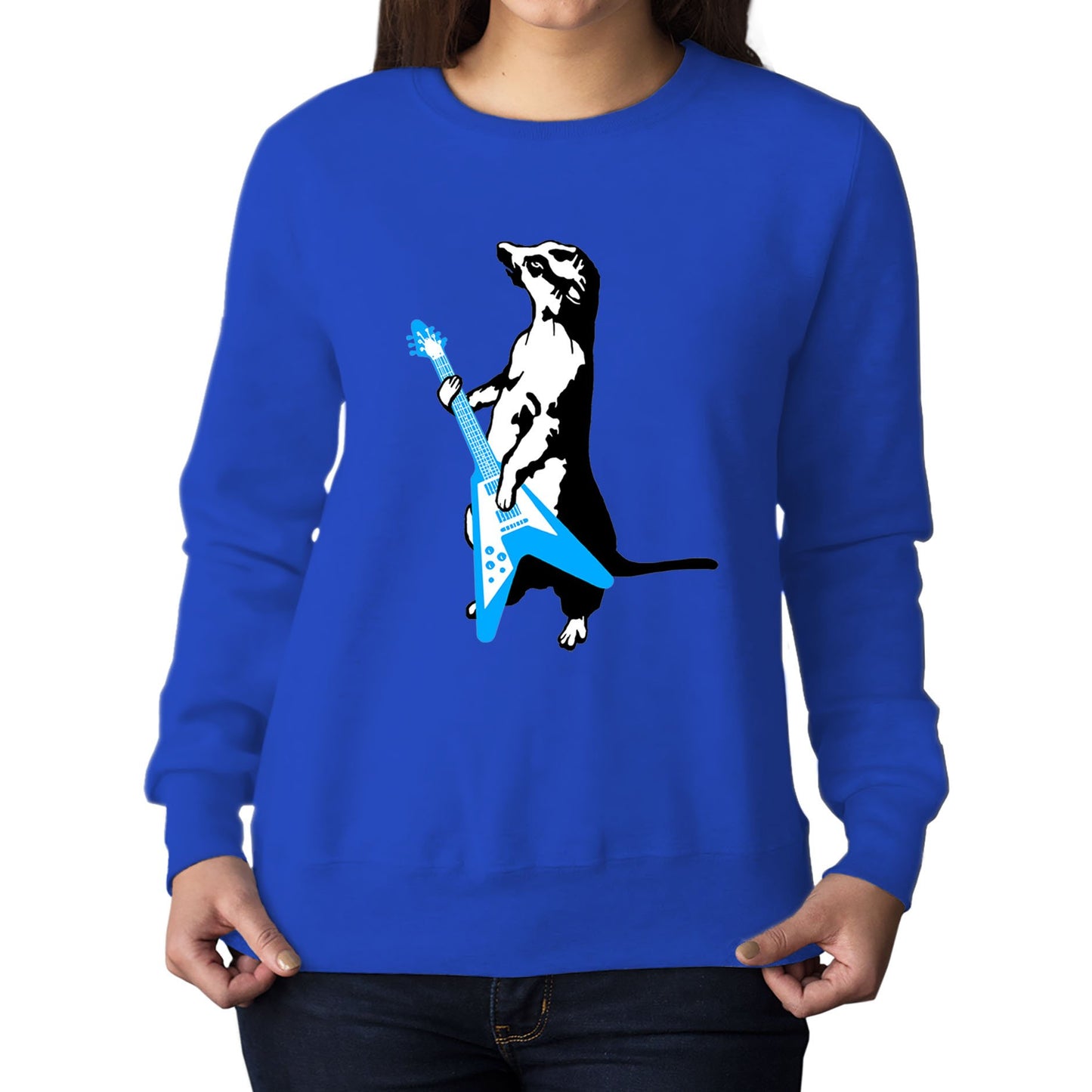 Meerkat Playing Guitar Womens Sweatshirt