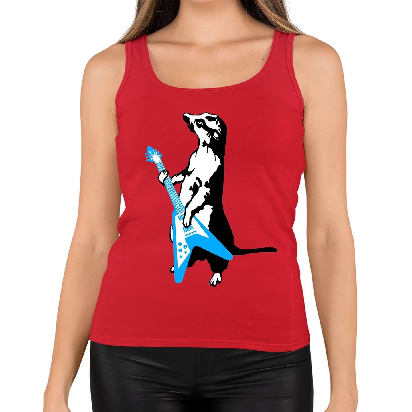 Meerkat Playing Guitar Womens Vest