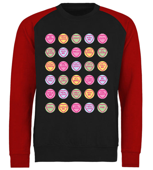 Cute Love Hearts Sweets Baseball Sweatshirt