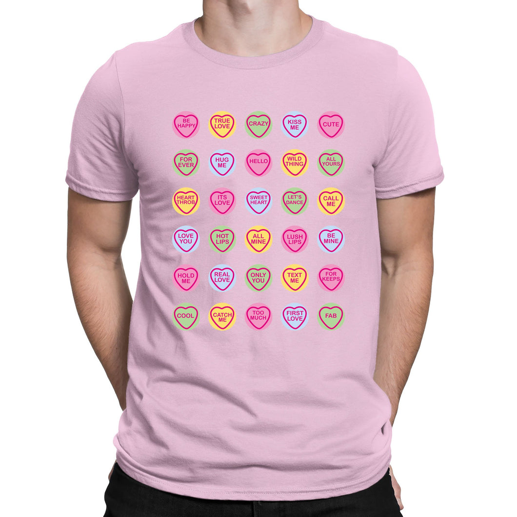 Cute Love Hearts Sweets Mens T-shirt