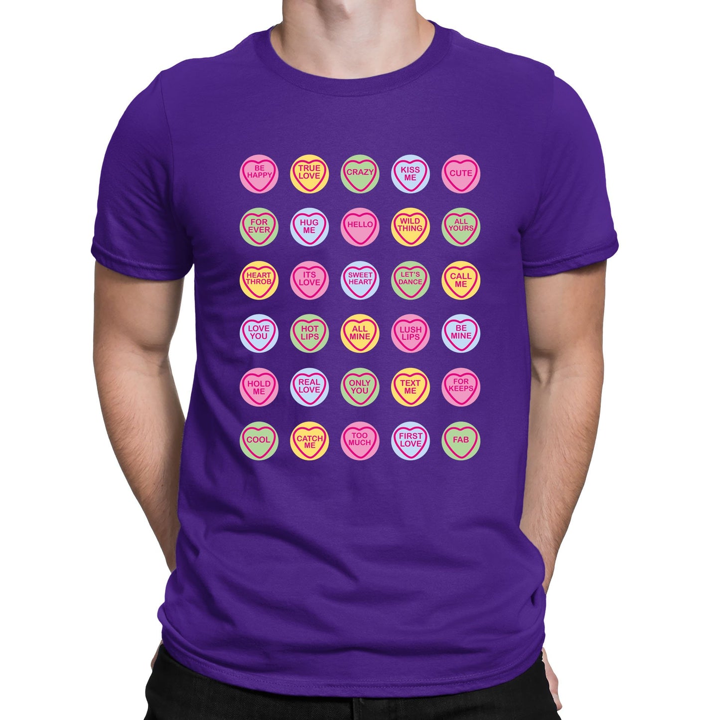 Cute Love Hearts Sweets Mens T-shirt