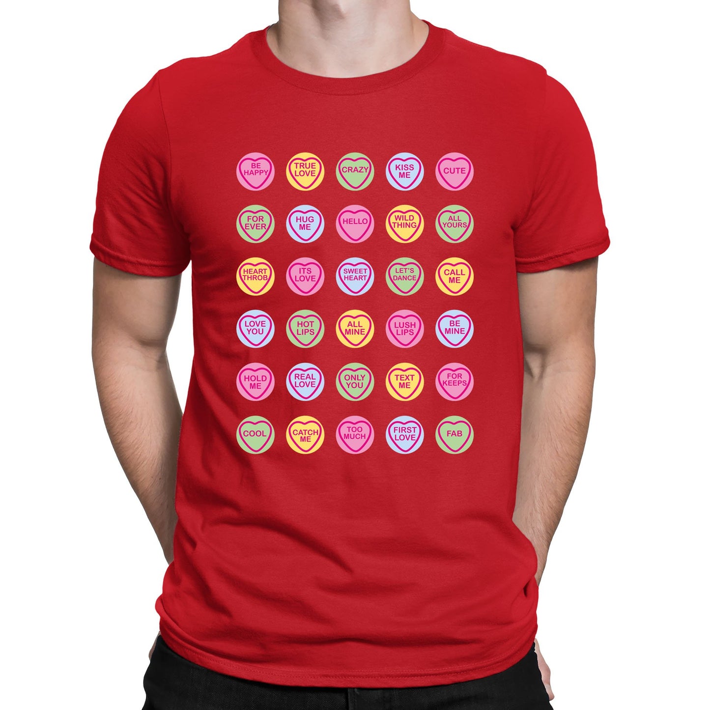 Cute Love Hearts Sweets Mens T-shirt