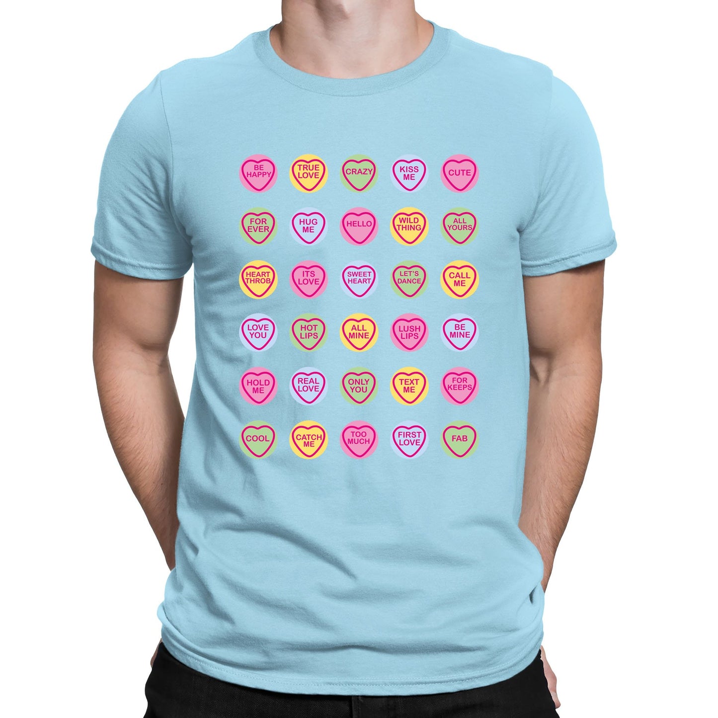 Cute Love Hearts Sweets Mens T-shirt