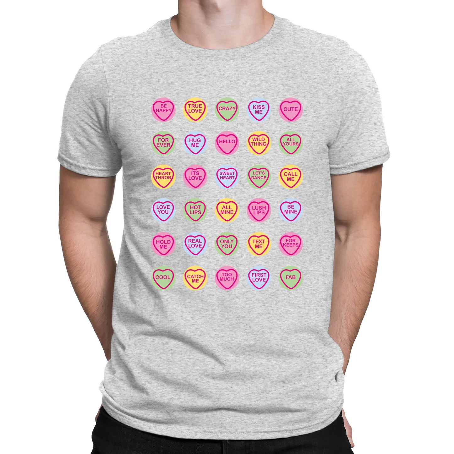 Cute Love Hearts Sweets Mens T-shirt