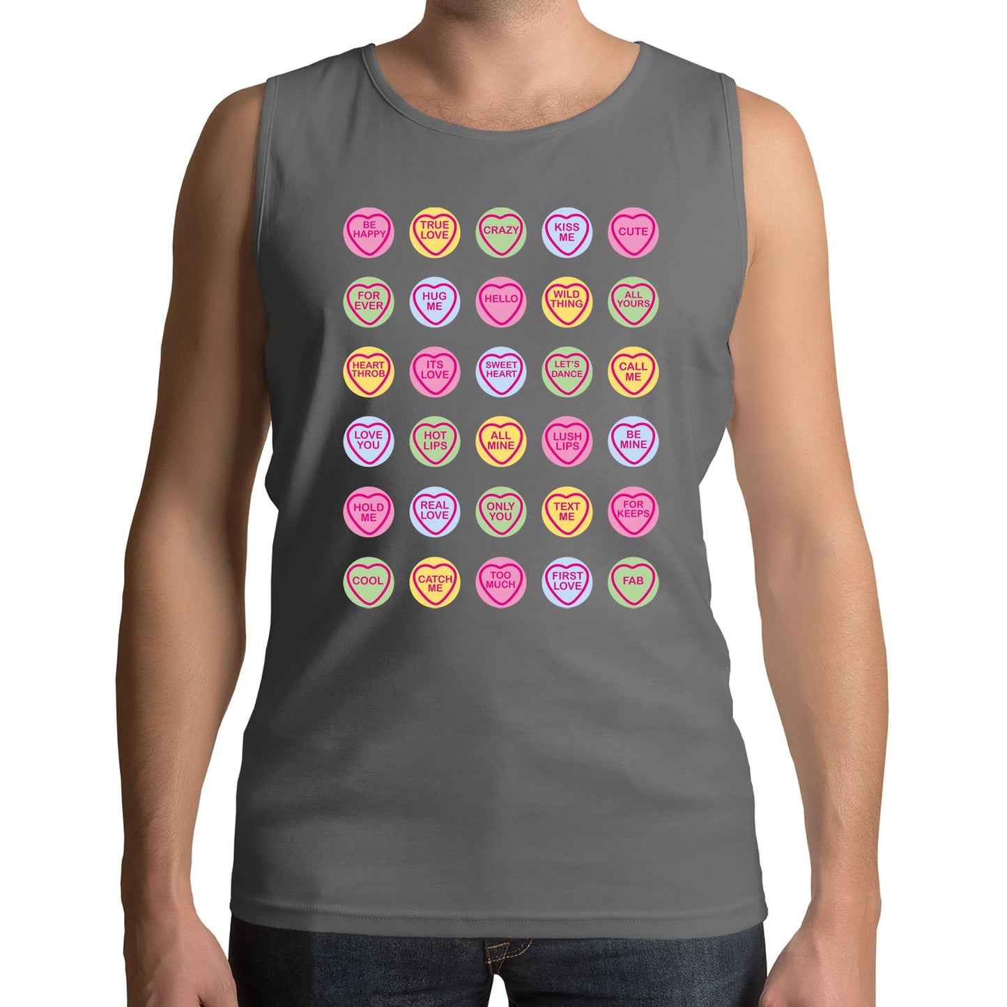 Cute Love Hearts Sweets Mens Vest